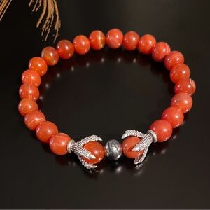 DeMarcus Alexan 8mm Blood Orange Carnelian Claw Bracelet